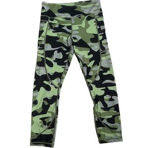 ZYIA camo olive green black leggings size 12 workout active wear